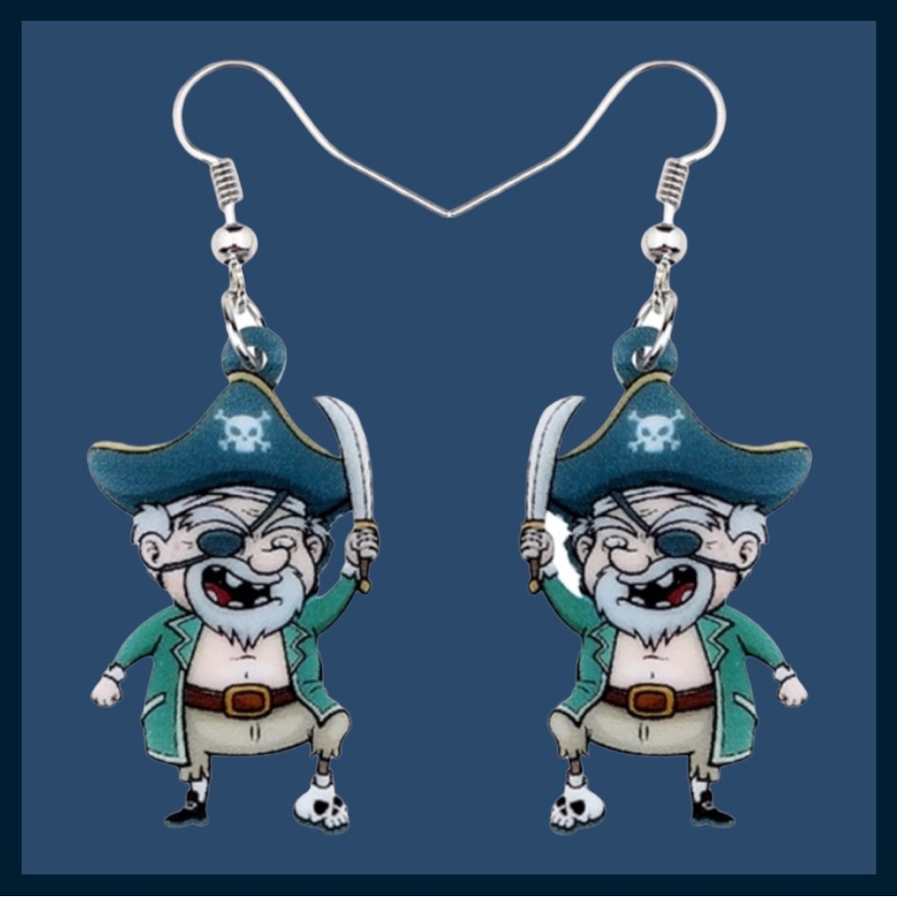 Pirate Skull Acrylic Earrings - Picture 2 of 9
